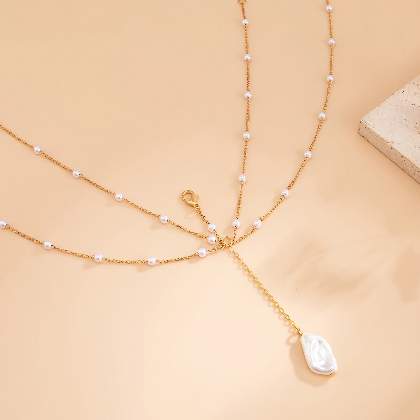 Women's Plated Baroque Body Chain Jewelry, Multi-Layered